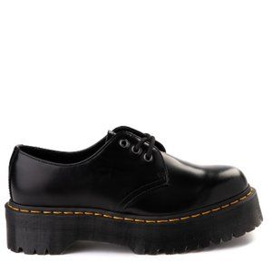Dr. Martens 1461 Smooth Leather Platform Shoes in Black Polished Smooth